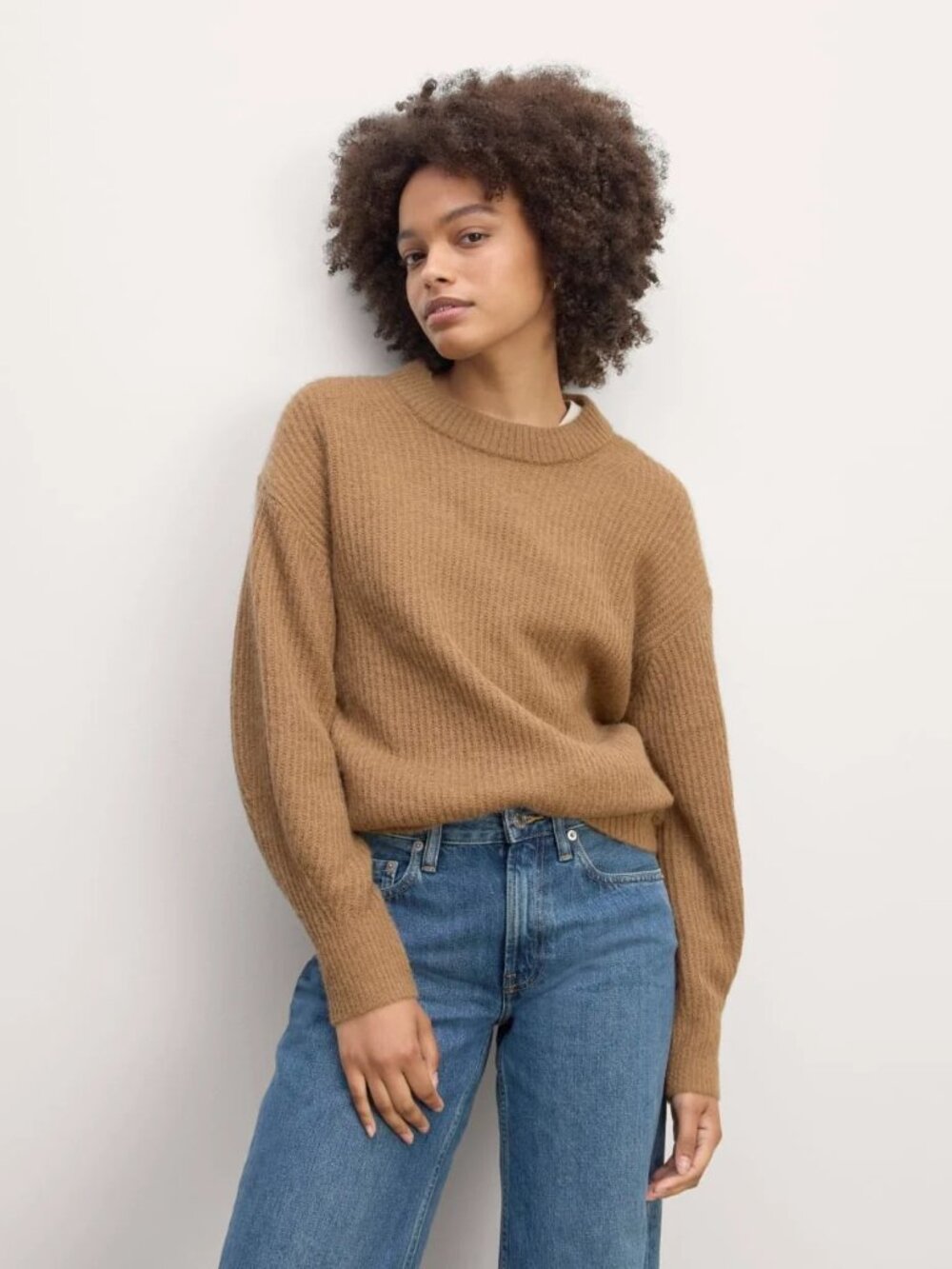 Everlane The Cocoon Crew in Alpaca — Taupe Melange, S